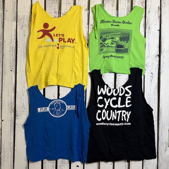 Upcycled T-shirt Tote Bags Set Of 4 Shopping Grocery Compact Reinforced Handmade - Picture 1 of 9